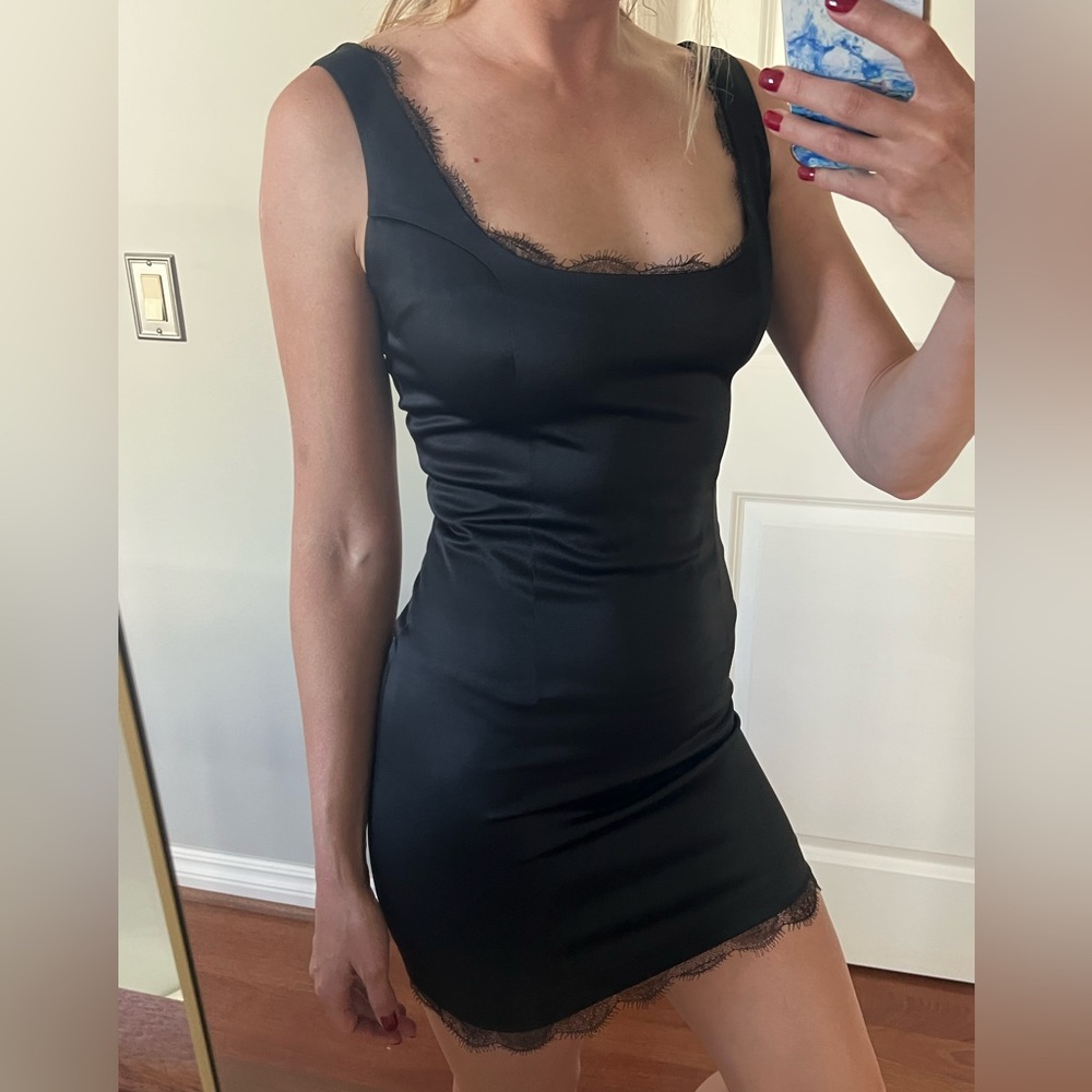 Black Mini Dress with Square Neckline